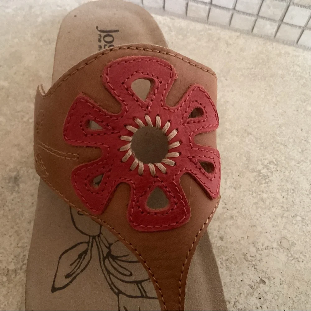 Josef Seibel Tan Sandal with Red Floral Cutout - Picture 8 of 8